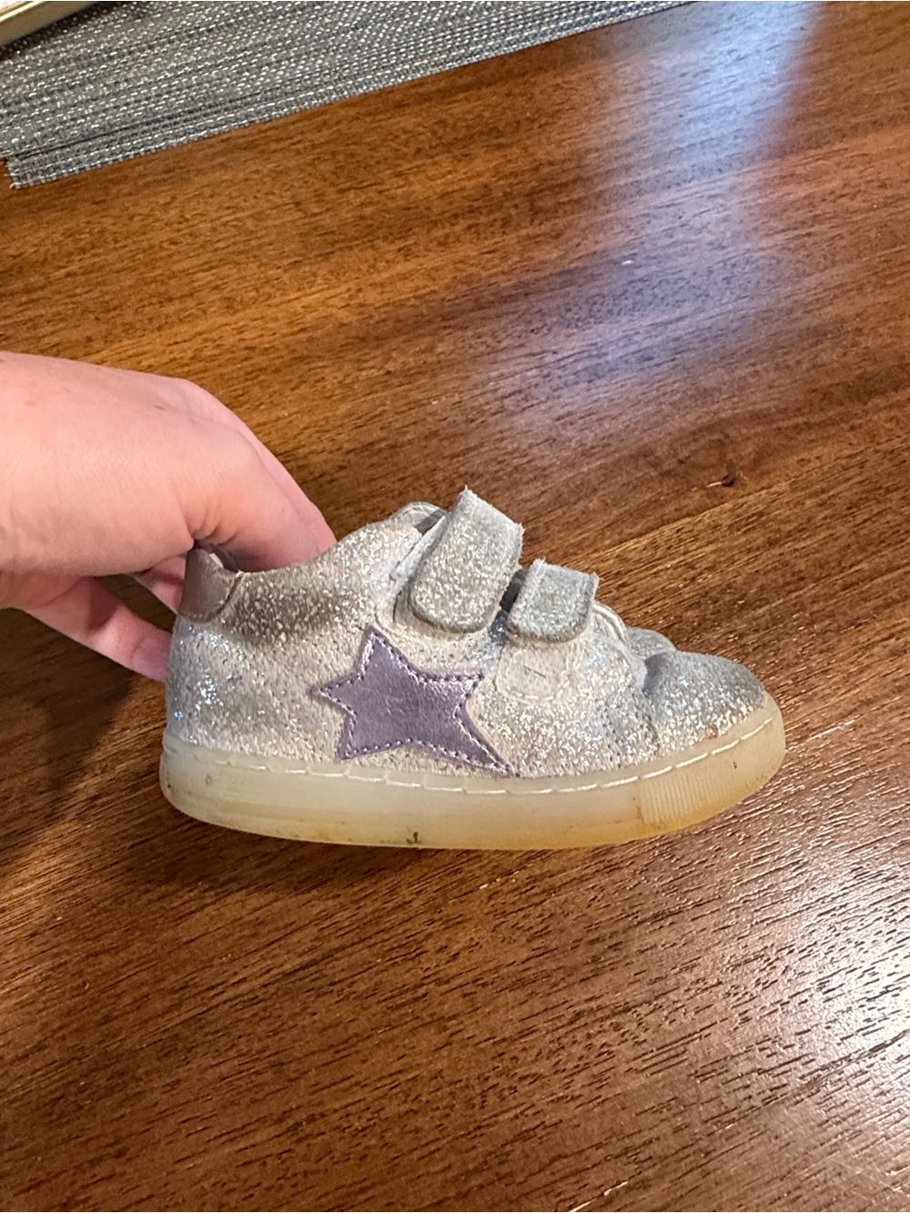Naturino Silver Glitter Sneakers with Purple Star